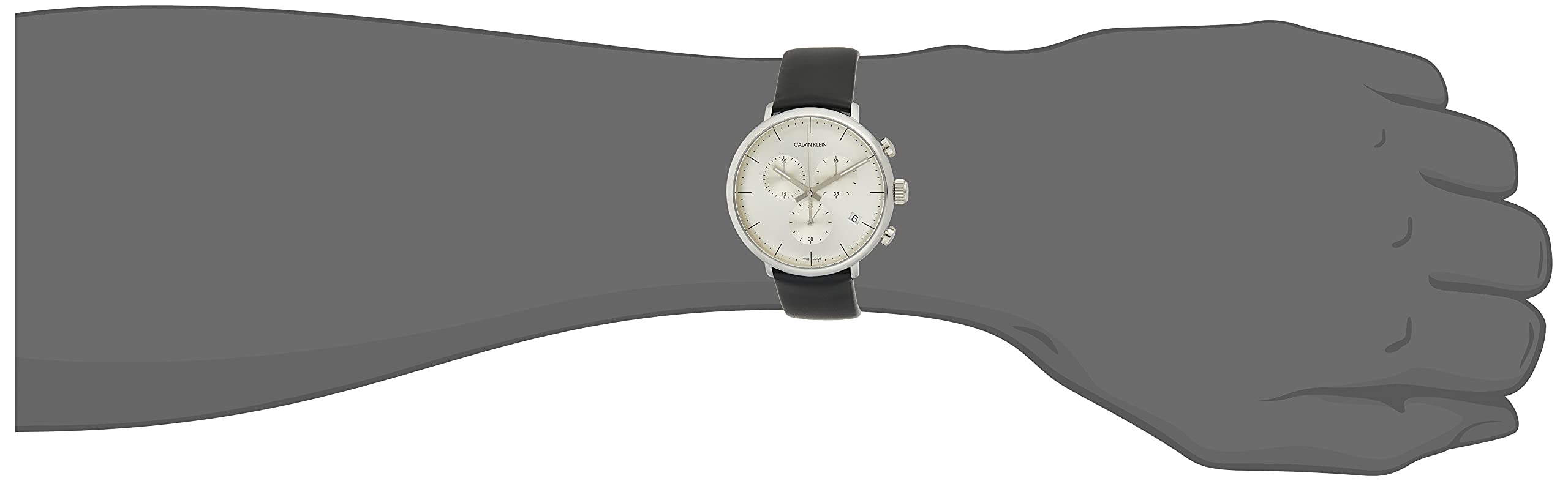  Shop Authentic Calvin Klein High Noon Chronograph White Dial Black Leather Strap Watch for Men - K8M271C6 - Luxxuri