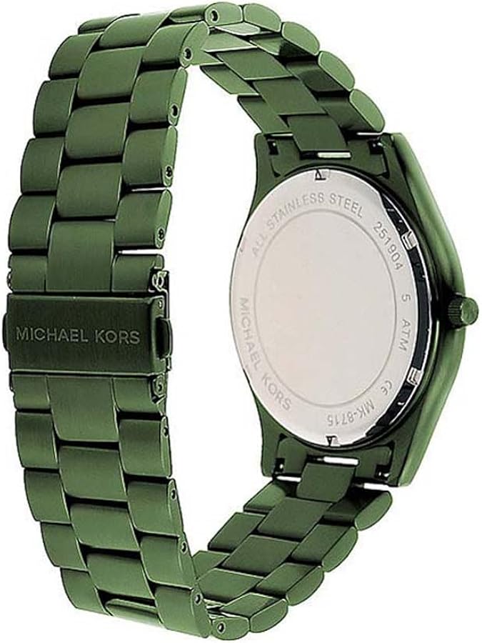  Shop Authentic Michael Kors Slim Runway Quartz Black Dial Green Steel Strap Watch For Men - MK8715 - Luxxuri