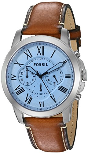  Shop Authentic Fossil Grant Chronograph Blue Dial Brown Leather Strap Watch for Men - FS5184 - Luxxuri