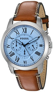  Shop Authentic Fossil Grant Chronograph Blue Dial Brown Leather Strap Watch for Men - FS5184 - Luxxuri