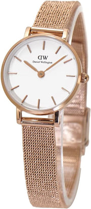  Shop Authentic Daniel Wellington Petite Pressed Melrose White Dial Gold Mesh Bracelet Watch For Women - DW00100447 - Luxxuri