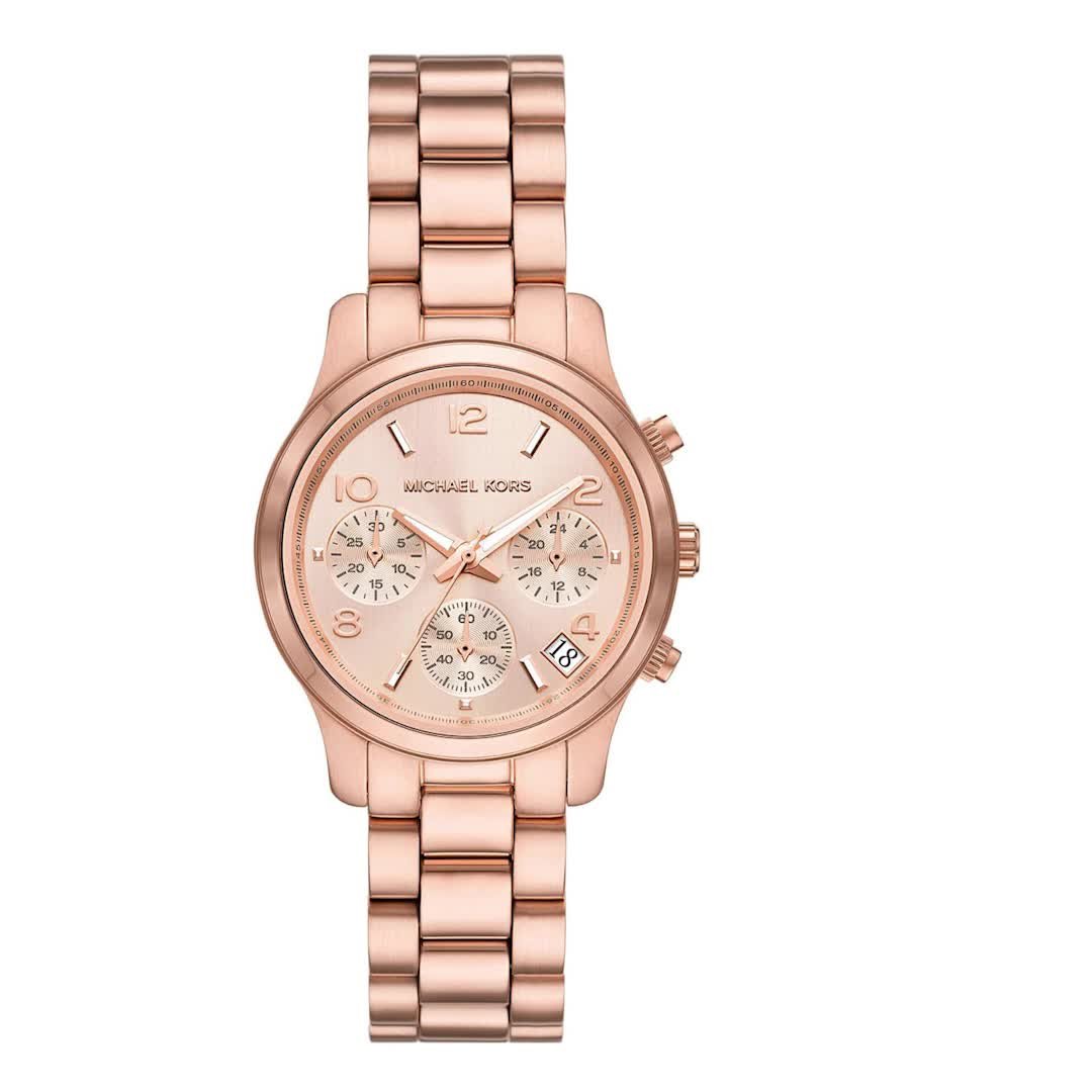  Shop Authentic Michael Kors Runway Chronograph Rose Gold Dial Rose Gold Steel Strap Watch For Women - MK7327 - Luxxuri