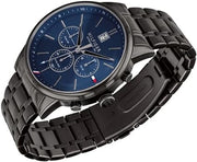  Shop Authentic Tommy Hilfiger Kyle Quartz Blue Dial Black Steel Strap Watch for Men - 1791633 - Luxxuri