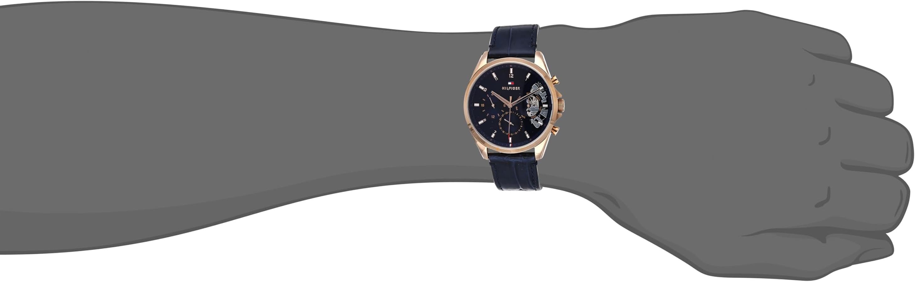  Shop Authentic Tommy Hilfiger Baker Chronograph Quartz Blue Dial Blue Leather Strap Watch For Men - 1710451 - Luxxuri