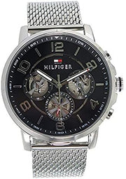  Shop Authentic Tommy Hilfiger Chronograph Black Dial Silver Mesh Bracelet Watch for Men - 1791292 - Luxxuri