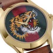  Shop Authentic Gucci Le Marche Des Merveilles Red & Green Dial Brown Leather Strap Unisex Watch - YA126497 - Luxxuri