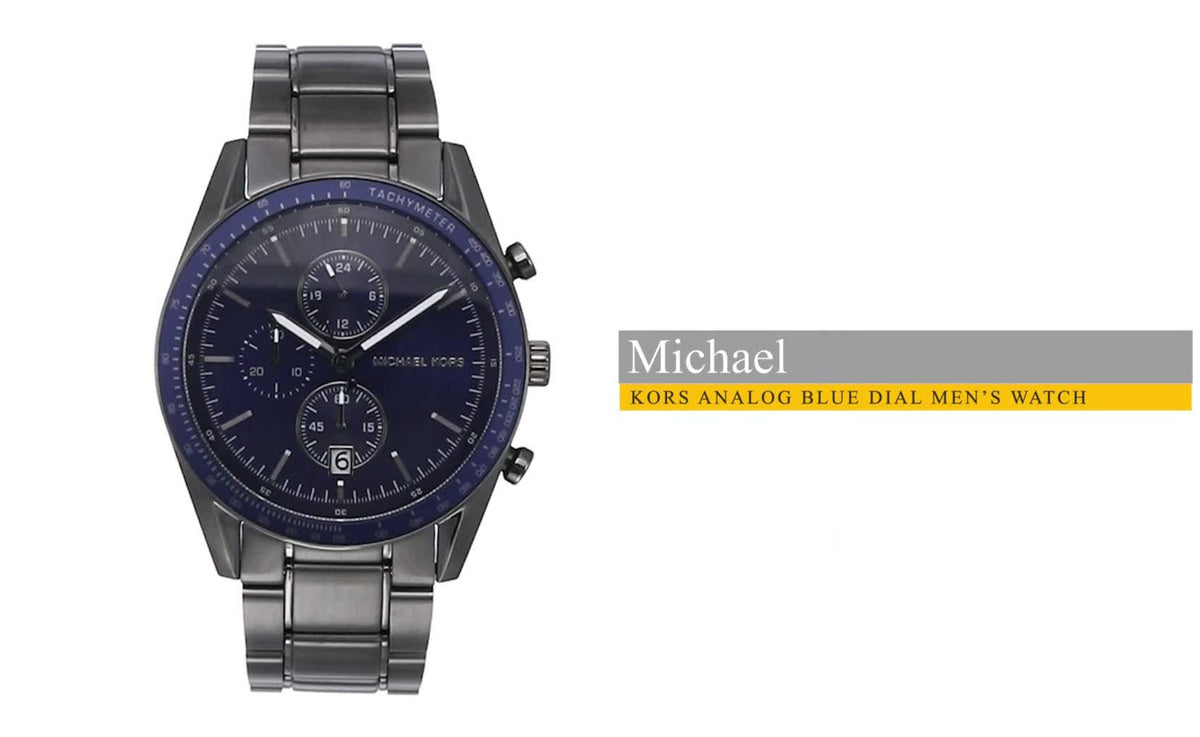  Shop Authentic Michael Kors Accelerator Chronograph Blue Dial Grey Steel Strap Watch For Men - MK9111 - Luxxuri