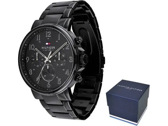  Shop Authentic Tommy Hilfiger Daniel Black Dial Black Steel Strap Watch for Men - 1710383 - Luxxuri