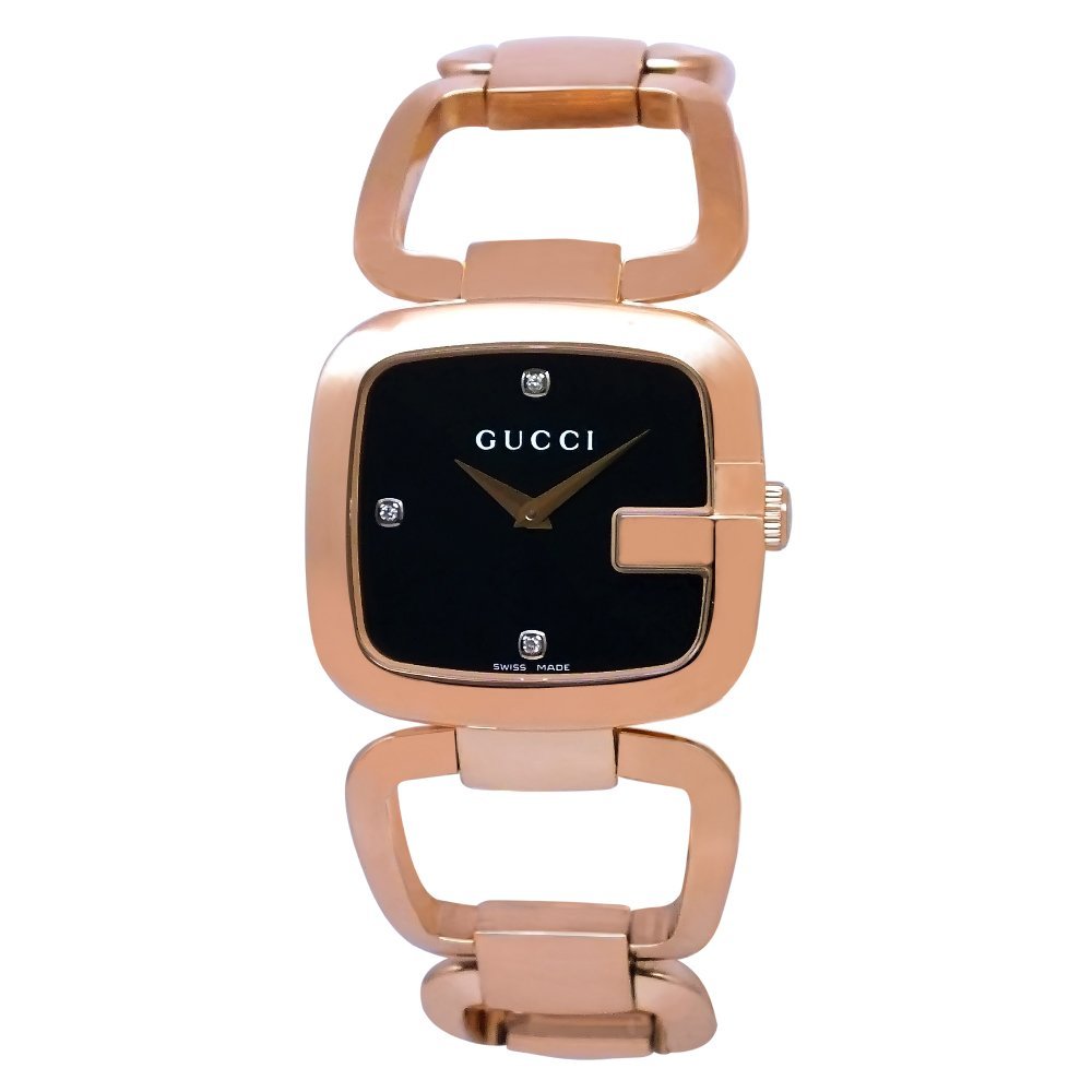  Shop Authentic Gucci G Gucci Diamonds Black Dial Rose Gold Steel Strap Watch For Women - YA125409 - Luxxuri