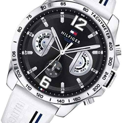  Shop Authentic Tommy Hilfiger Multifunction Black Dial White Rubber Strap Watch for Men - 1791475 - Luxxuri