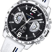  Shop Authentic Tommy Hilfiger Multifunction Black Dial White Rubber Strap Watch for Men - 1791475 - Luxxuri