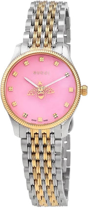  Shop Authentic Gucci G Timeless Quartz Pink Dial Two Tone Steel Strap Watch For Women - YA1265030 - Luxxuri