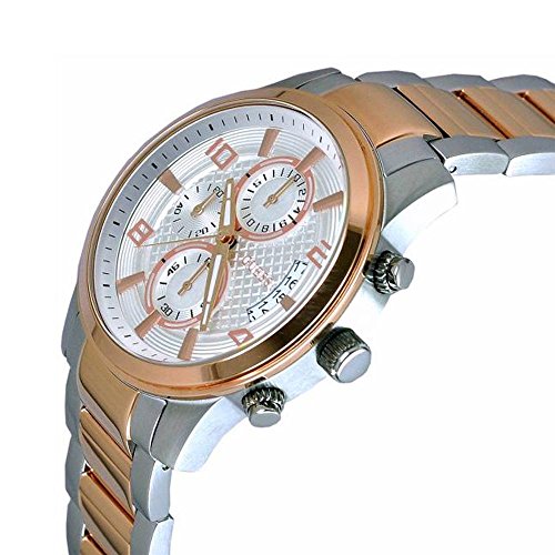  Shop Authentic Guess Exec Chronograph White Dial Two Tone Steel Strap Watch for Men - W0075G2 - Luxxuri
