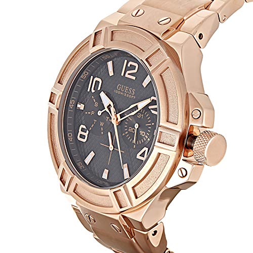  Shop Authentic Guess Rigor Multi Function Black Dial Rose Gold Steel Strap Watch For Men - W0218G3 - Luxxuri