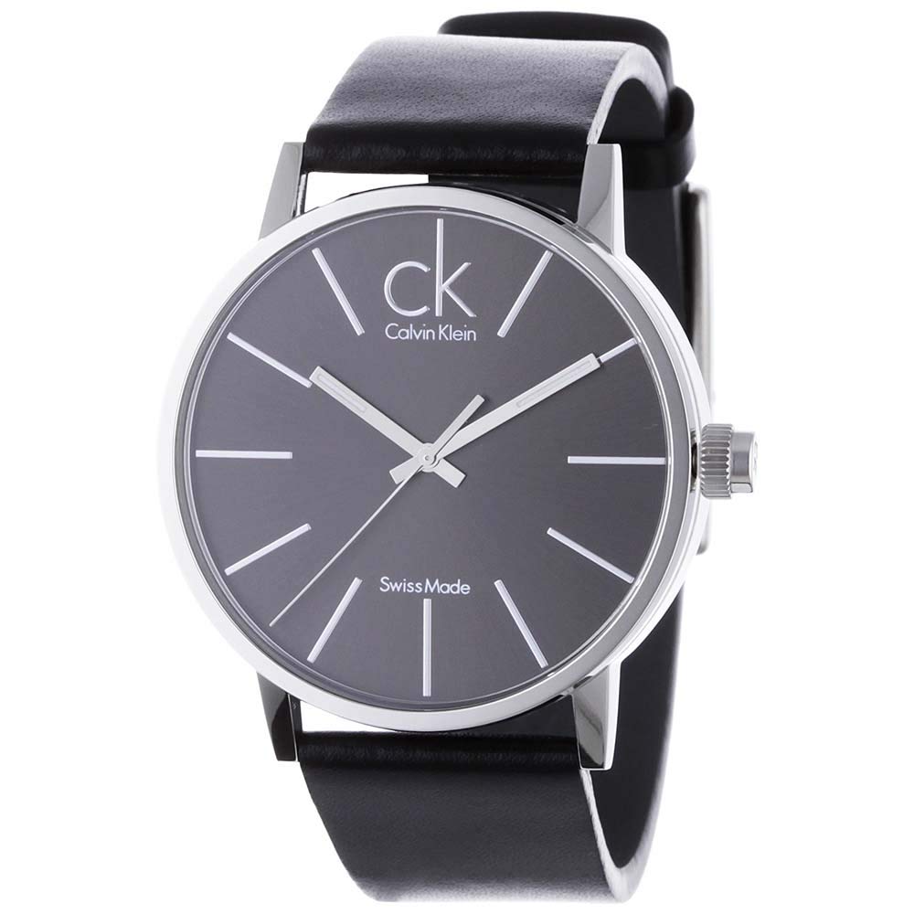  Shop Authentic Calvin Klein Minimal Black Dial Black Leather Strap Watch for Men - K7621107 - Luxxuri