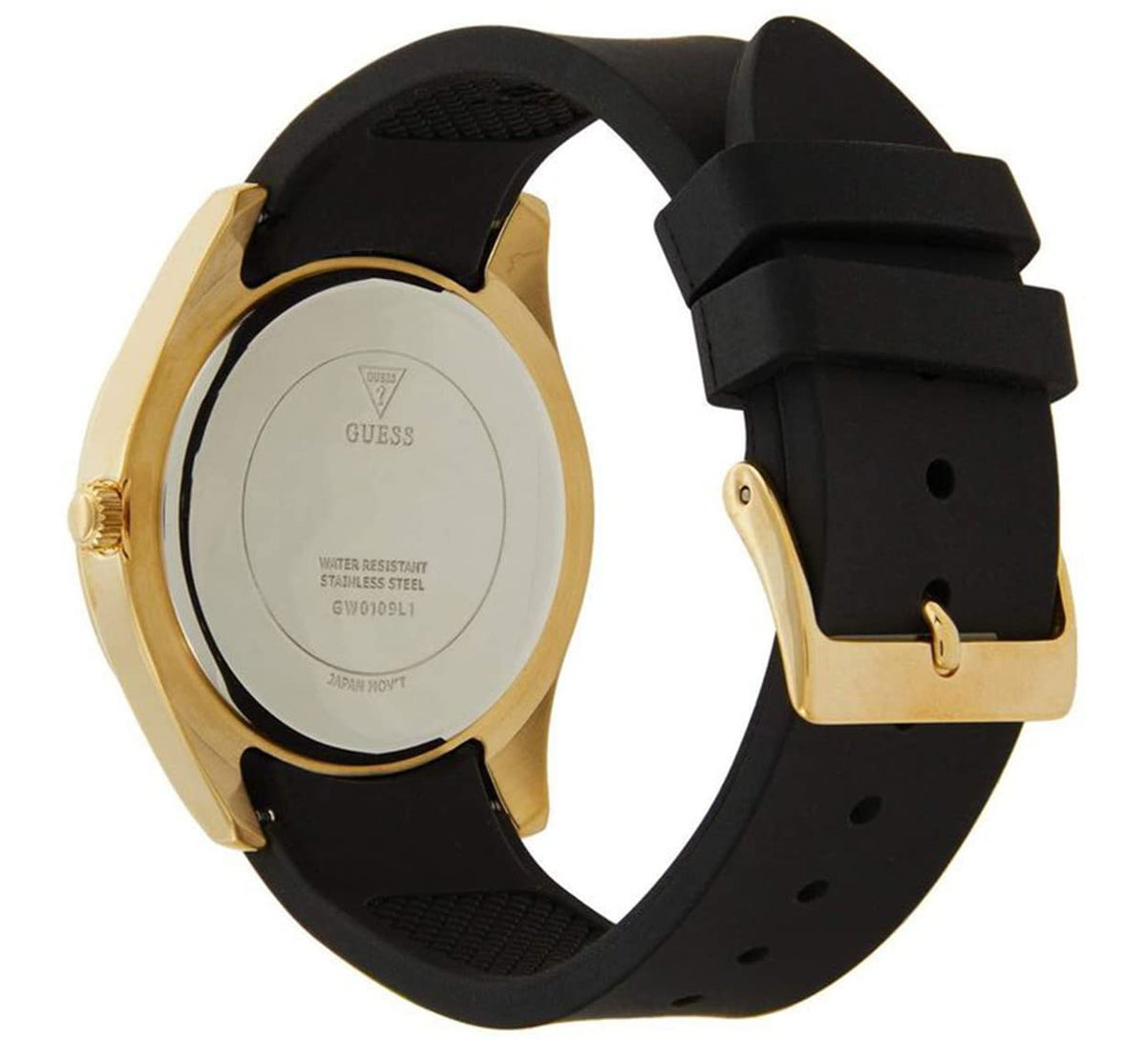  Shop Authentic Guess Clarity Gold Dial Black Silicone Strap Watch for Women - GW0109L1 - Luxxuri