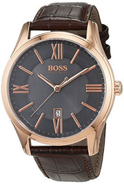  Shop Authentic Hugo Boss Ambassador Grey Dial Brown Leather Strap Watch for Men - 1513387 - Luxxuri