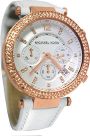  Shop Authentic Michael Kors Parker White Diamonds Dial White Leather Strap Watch for Women - MK2281 - Luxxuri