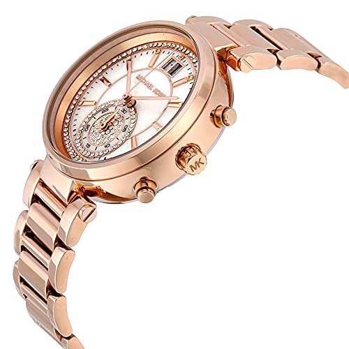  Shop Authentic Michael Kors Sawyer Mother of Pearl White Dial Rose Gold Steel Strap Watch for Women - MK6282 - Luxxuri