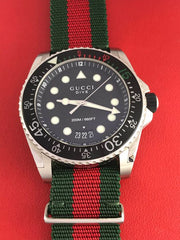  Shop Authentic Gucci Dive Black Dial Two Tone NATO Strap Watch For Men - YA136206 - Luxxuri