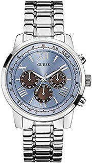  Shop Authentic Guess Horizon Chronograph Quartz Blue Dial Silver Steel Strap Watch for Men - W0379G6 - Luxxuri