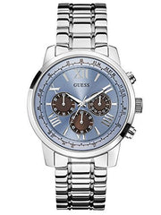  Shop Authentic Guess Horizon Chronograph Quartz Blue Dial Silver Steel Strap Watch for Men - W0379G6 - Luxxuri