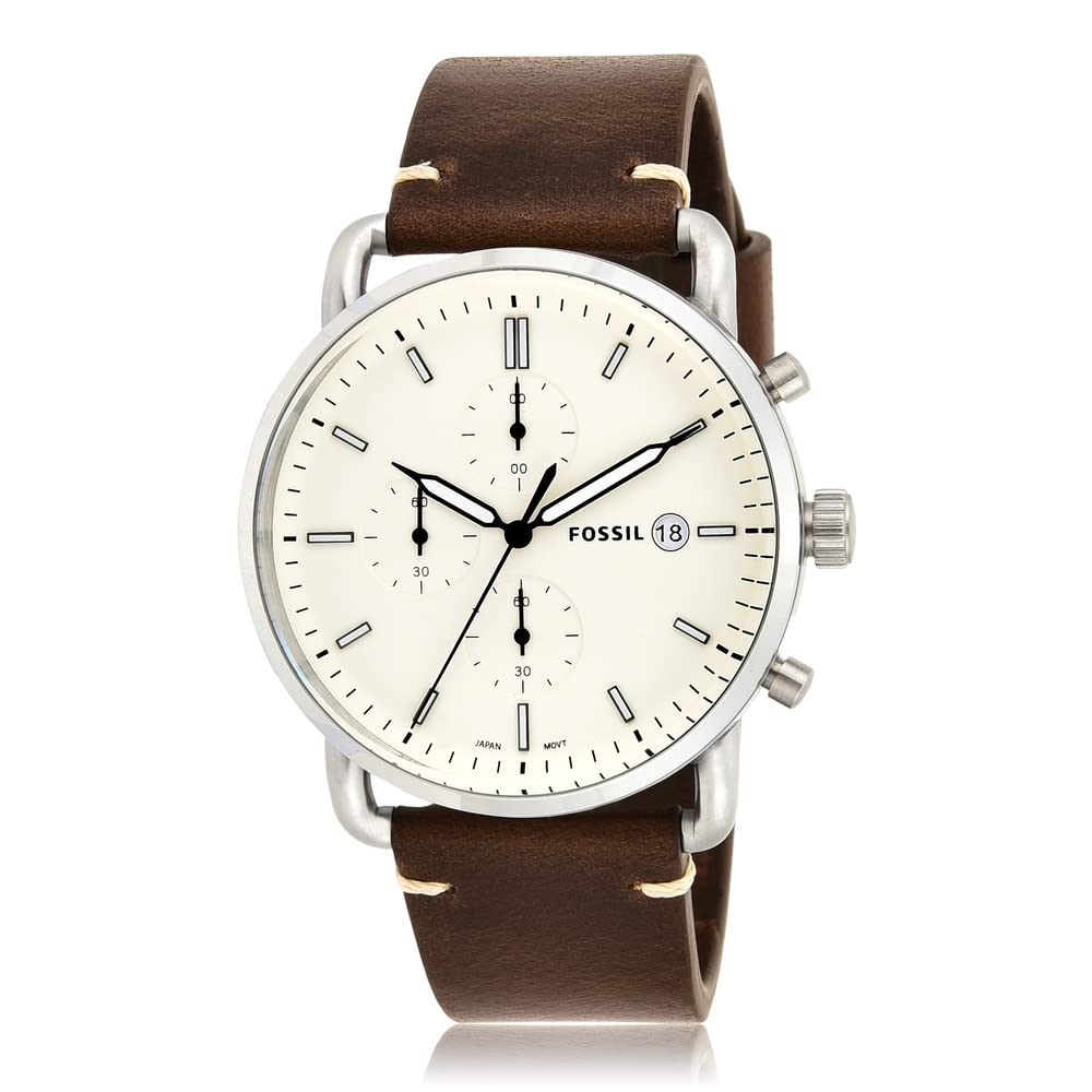 Shop Authentic Fossil The Commuter White Dial Brown Leather Strap Watch for Men - FS5402 - Luxxuri