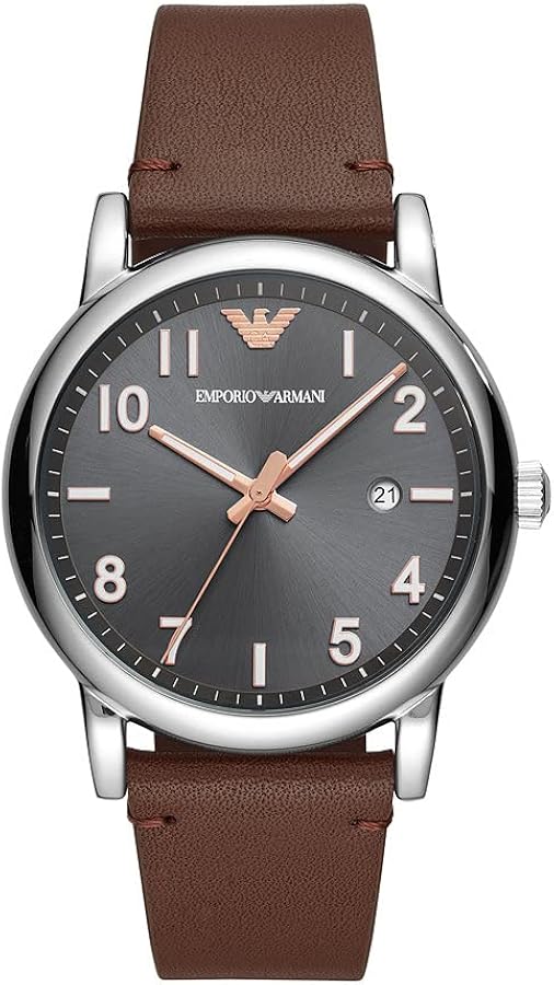  Shop Authentic Emporio Armani Luigi Quartz Grey Dial Brown Leather Strap Watch For Men - AR11175 - Luxxuri