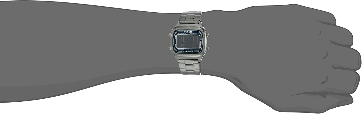  Shop Authentic Fossil Retro Digital Black Dial Black Steel Strap Watch for Men - FS5846 - Luxxuri