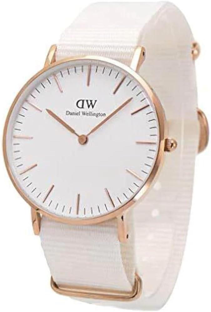  Shop Authentic Daniel Wellington Classic Dover White Dial White Nylon Strap Watch For Women - DW00100309 - Luxxuri