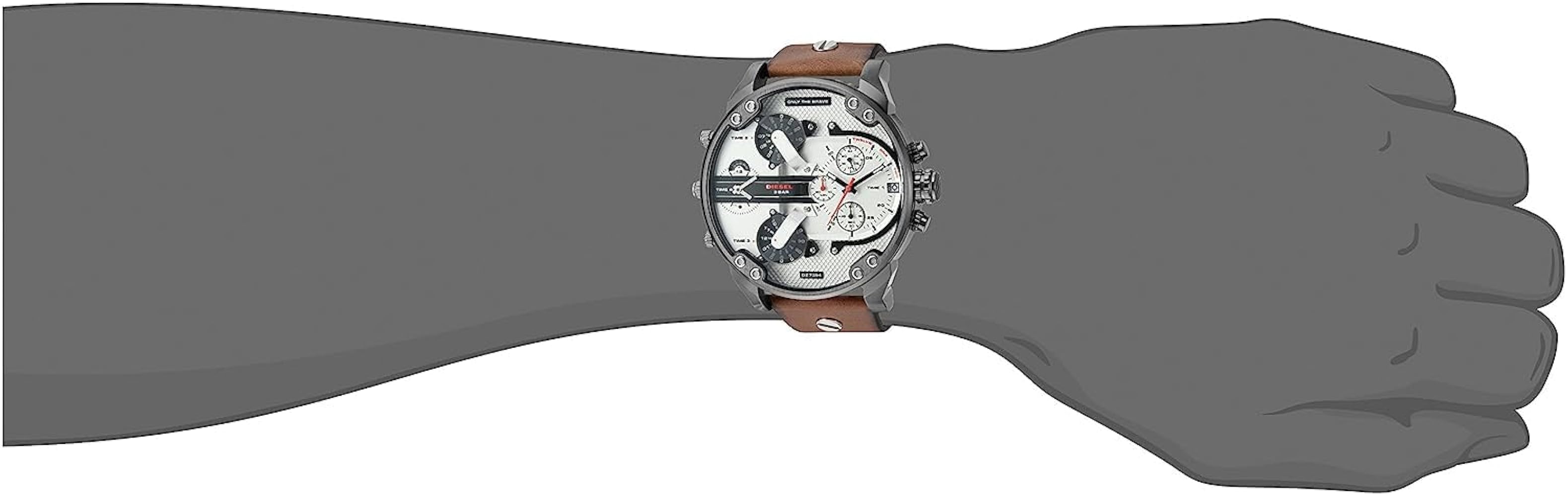 Shop Authentic Diesel Mr. Daddy 2.0 Chronograph Silver Dial Brown Leather Strap Watch For Men - DZ7394 - Luxxuri