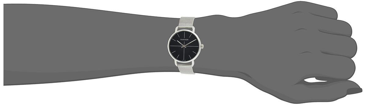  Shop Authentic Calvin Klein Even Black Dial Silver Mesh Bracelet Watch for Women - K7B21121 - Luxxuri