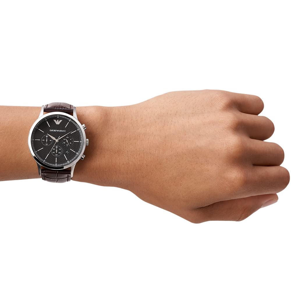  Shop Authentic Emporio Armani Renato Chronograph Black Dial Brown Leather Strap Watch For Men - AR2482 - Luxxuri