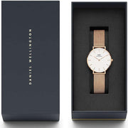  Shop Authentic Daniel Wellington Classic Petite Melrose White Dial Rose Gold Mesh Bracelet Watch For Women - DW00100163 - Luxxuri