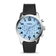  Shop Authentic Fossil Pilot Chronograph Sky Blue Dial Black Leather Strap Watch for Men - FS5162 - Luxxuri