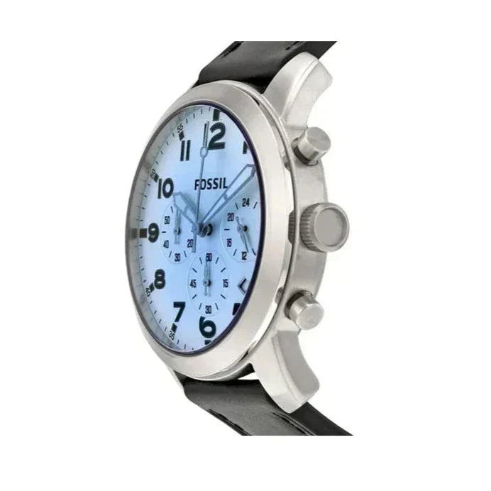 Shop Authentic Fossil Pilot Chronograph Sky Blue Dial Black Leather Strap Watch for Men - FS5162 - Luxxuri