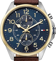  Shop Authentic Tommy Hilfiger Dean Multifunctional Blue Dial Brown Leather Strap Watch for Men - 1791275 - Luxxuri