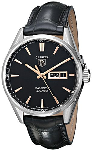  Shop Authentic Tag Heuer Carrera Calibre 5 Automatic Black Dial Black Leather Strap Watch for Men - WAR201C.FC6266 - Luxxuri
