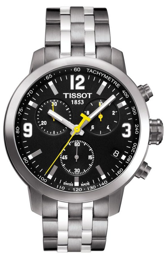  Shop Authentic Tissot PRC 200 Chronograph Black Dial Silver Steel Strap Watch For Men - T055.417.11.057.00 - Luxxuri