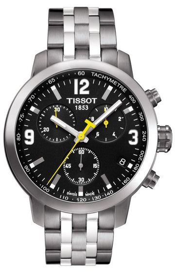  Shop Authentic Tissot PRC 200 Chronograph Black Dial Silver Steel Strap Watch For Men - T055.417.11.057.00 - Luxxuri