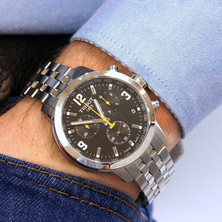  Shop Authentic Tissot PRC 200 Chronograph Black Dial Silver Steel Strap Watch For Men - T055.417.11.057.00 - Luxxuri