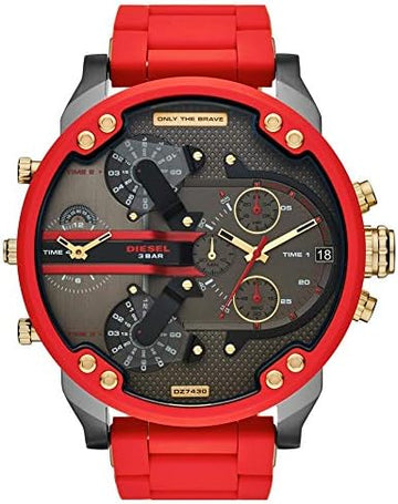  Shop Authentic Diesel Mr Daddy 2.0 Chronograph Grey Dial Red Rubber Strap Watch For Men - DZ7430 - Luxxuri