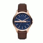  Shop Authentic Armani Exchange Hampton Chronograph Blue Dial Brown Leather Strap Watch For Men - AX2172 - Luxxuri