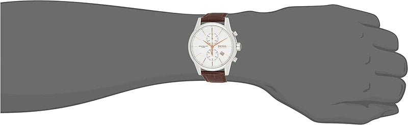  Shop Authentic Hugo Boss Jet Chronograph Quartz Silver Dial Brown Leather Strap Watch For Men - HB1513280 - Luxxuri