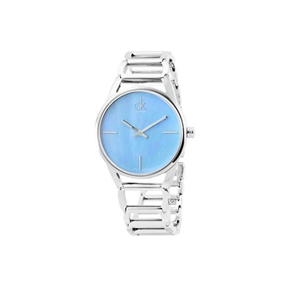  Shop Authentic Calvin Klein Stately Blue Mother of Pearl Dial Silver Steel Strap Watch for Women - K3G2312N - Luxxuri