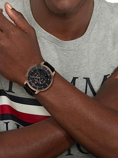  Shop Authentic Tommy Hilfiger Luca Chronograph Black Dial Black Rubber Strap Watch For Men - 1710491 - Luxxuri