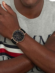  Shop Authentic Tommy Hilfiger Luca Chronograph Black Dial Black Rubber Strap Watch For Men - 1710491 - Luxxuri