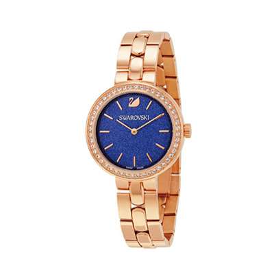  Shop Authentic Swarovski Daytime Glittering Blue Dial Rose Gold Steel Strap Watch for Women - 5182277 - Luxxuri