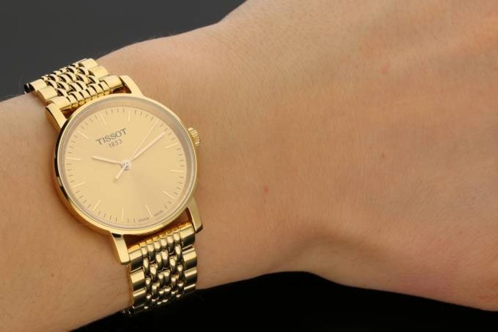  Shop Authentic Tissot Everytime Lady Gold Dial Gold Mesh Bracelet Watch for Women - T143.210.33.021.00 - Luxxuri