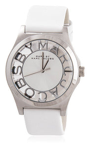  Shop Authentic Marc Jacobs Henry Skeleton White Dial White Leather Strap Watch for Women - MBM1241 - Luxxuri